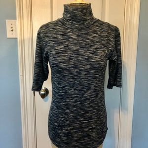 Free People Blue and Gray Turtleneck Top
